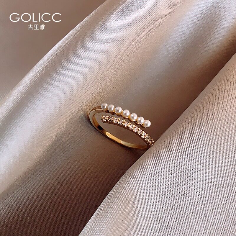Pearl Ring Female Fashion Personality Index Finger Ring Ins Tide Internet Red Lukewarm Windy Day Style Light Extravagant