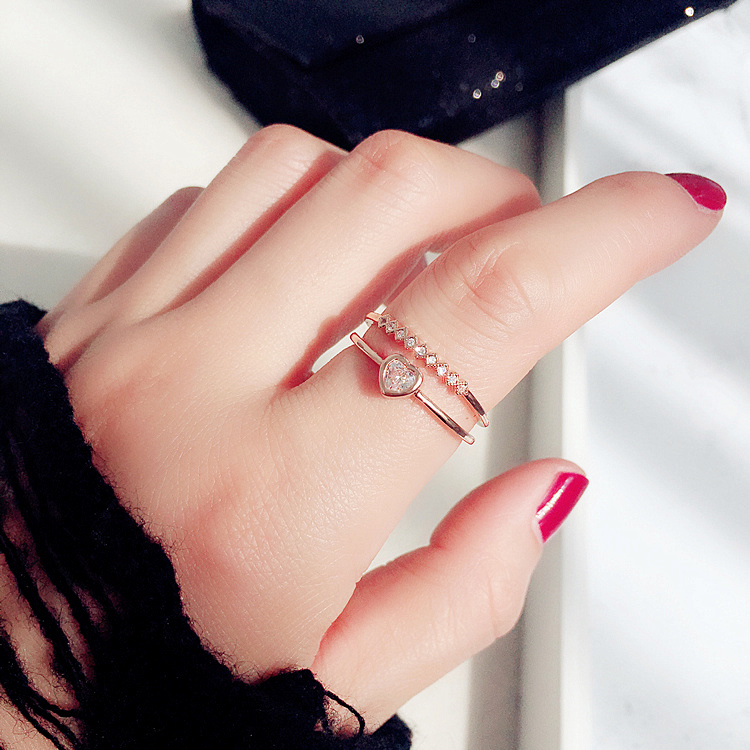 Tình yêu mở mạng Nhật Bản và Hàn Quốc thủy triều đỏ bầu không khí cá tính sinh viên Chic tối giản chỉ số nhẫn lạnh gió vòng nữ nhẫn cưới vàng tây