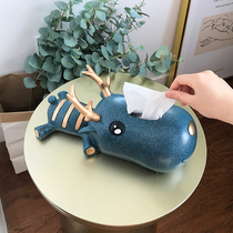 Creative Nordic light luxury wind Deer cow tissue box Remote control key storage box Living room coffee table Entrance decorative ornaments