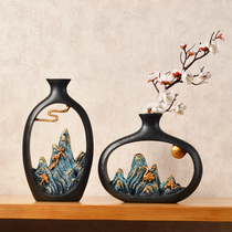 New Chinese Zen vase decoration Living room flower arrangement Dried flowers TV cabinet Tea room Office decoration Housewarming new home