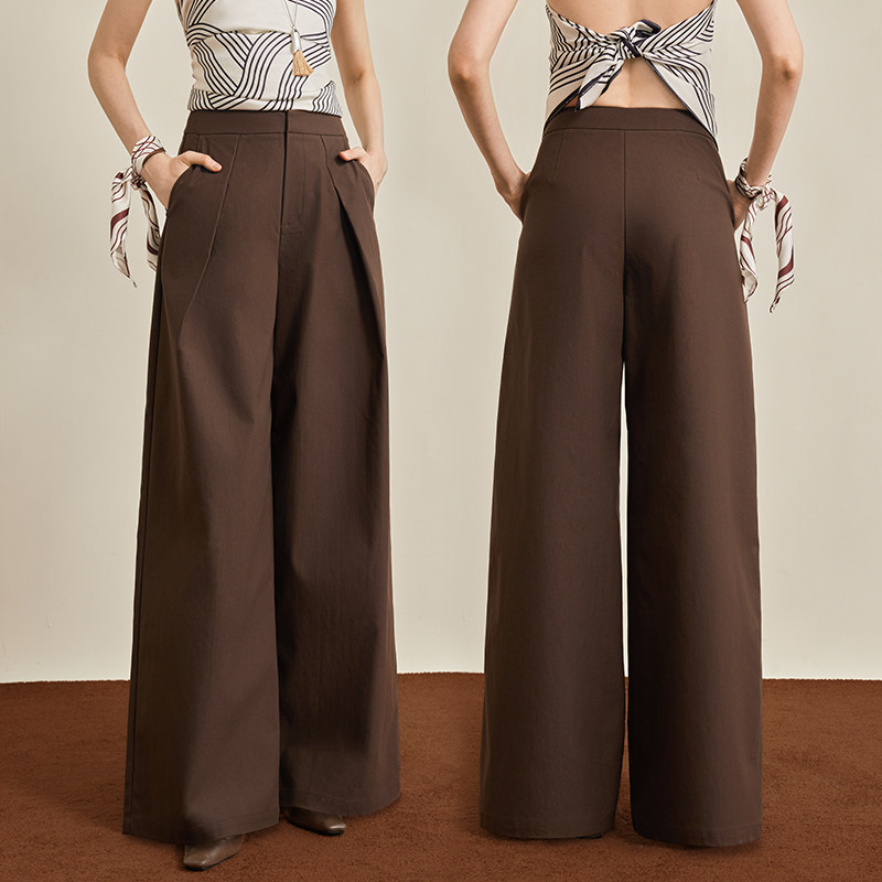 【Little Moon's Careful Selection】Ael Original Coffee Color High-Waisted Slimming Versatile Curved-Leg Pants As5Ck627