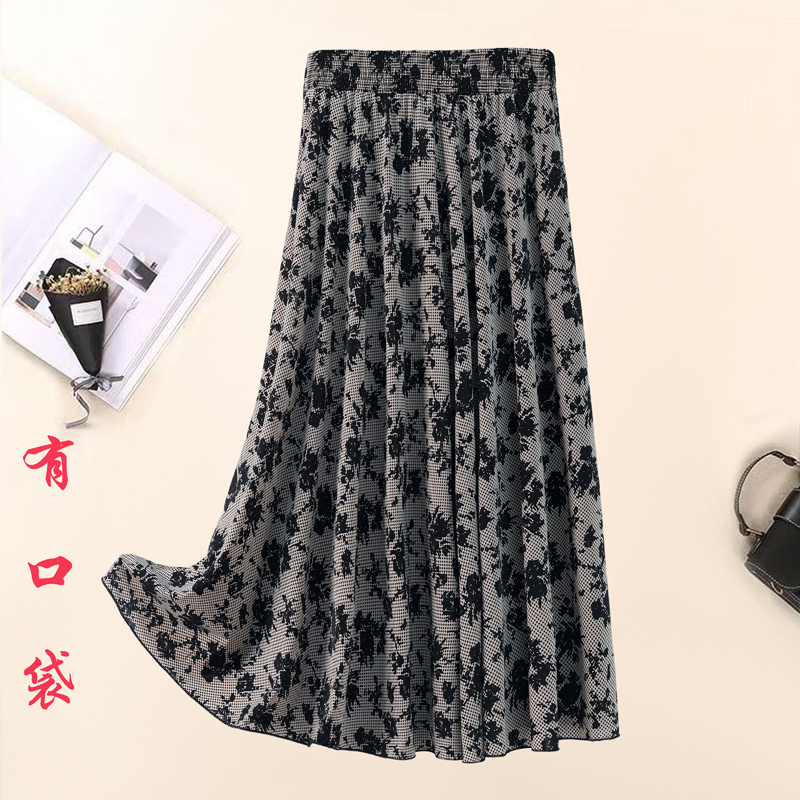 Printed Ice Silk Skirt A-Line Skirt Large Swing Skirt Long Fairy Skirt Plus Size Dance Skirt Floral Long Skirt Summer Printed Ice Silk Skirt A-Line Skirt Large Swing Skirt Long Fairy Skirt Plus Size Dance Skirt Floral Long Skirt Summer