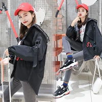 Real shot 2018 mới sinh viên Hàn Quốc bf phong cách lỏng lẻo hoang dã áo khoác ngắn mỏng áo khoác nữ mùa thu áo phao nữ dáng ngắn hàn quốc