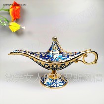 Special R-22 Silver Tin Metal Aladdin Wish Lamp Large Phnom Penh Tibetan Perspective Gift Box Multi-color optional