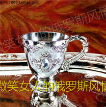 Special price R24-24 Russian tinmetal handle wine glass small silver edge white insert drilling capacity half-two-25 ml