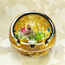 Special R7 Russian tin metal ashtray round spherical coconut elephant silver side Brown yellow large exquisite European style