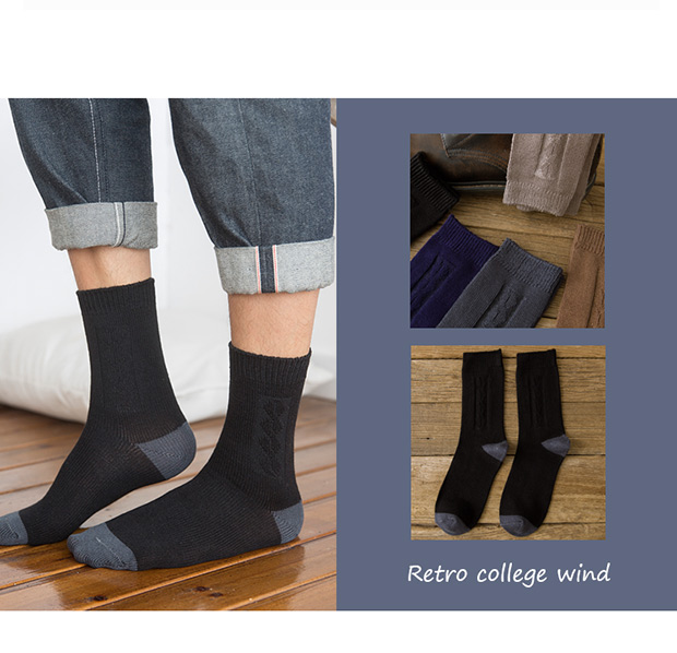 Mùa đông nam vớ dày ấm thỏ cashmere vớ ống vớ nam thể thao retro vớ len vớ kinh doanh vớ tất ngắn cổ nam