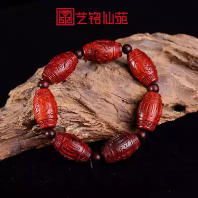 Authentic Indian leaflet red sandalwood carved barrel beads Mahogany Buddha beads Sandalwood red sandalwood men's hand string gift good product