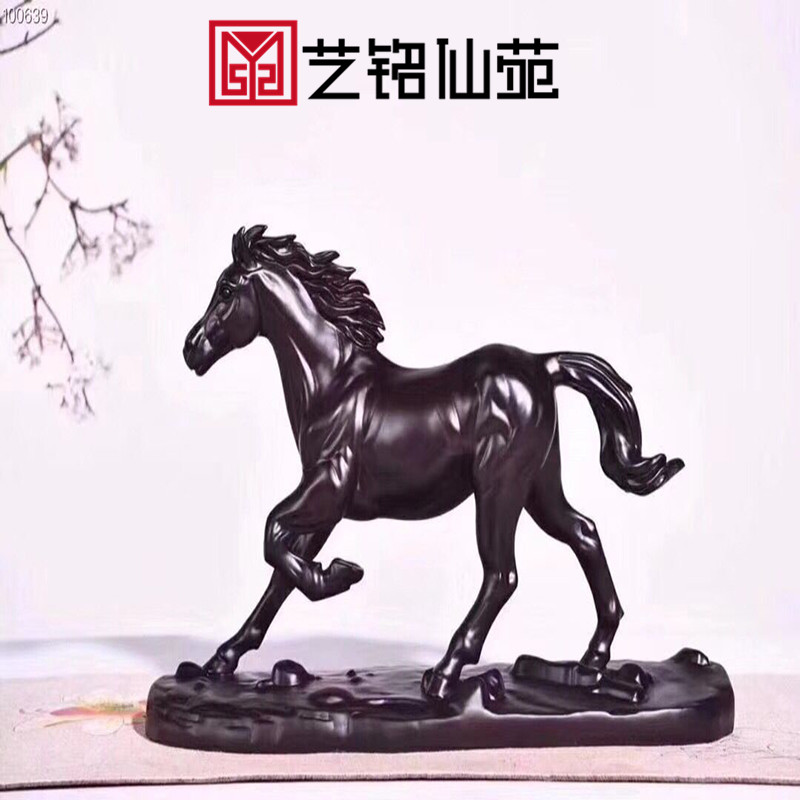Solid wood large ebony one horse leading wood carved horse ornament mahogany horse home office gift