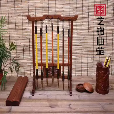 African sour branch wood carving room four-piece pen holder pen holder pen hanging gift set set brush calligraphy supplies