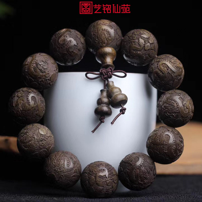 Old stock shady wood 2-0x12 Buddha pearl engraving Double Dragon Opera Ball Sunken Wood Charred Wood Boutique Handstring to play Nianzhu