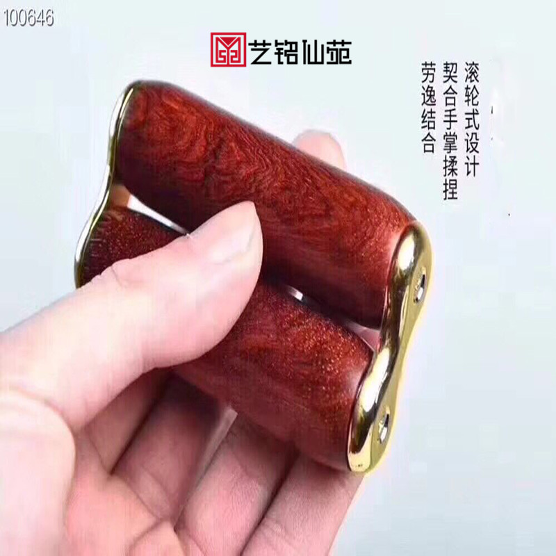 Decompression Rollers Burmese Flowers Pear Solid Wood Health Balls Beauty Slim Face Decompression Hand Massage Handwheel Creative Text Play