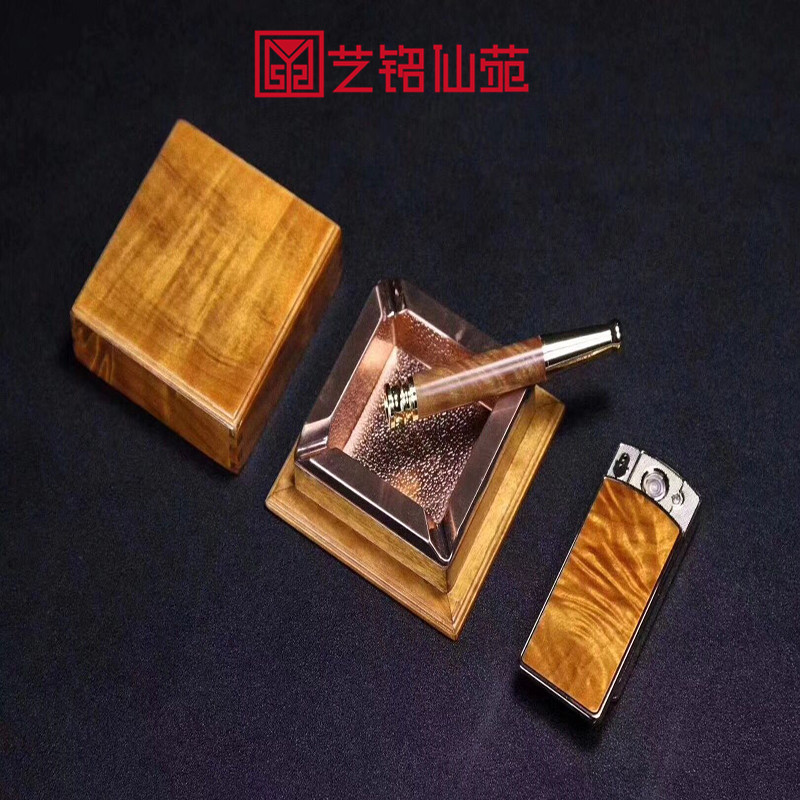 Golden Silk Nanmu Small Smoking With Three Suits Conference Hotel Clubhouse Reception Supplies Safety Environmental Protection Recyclable