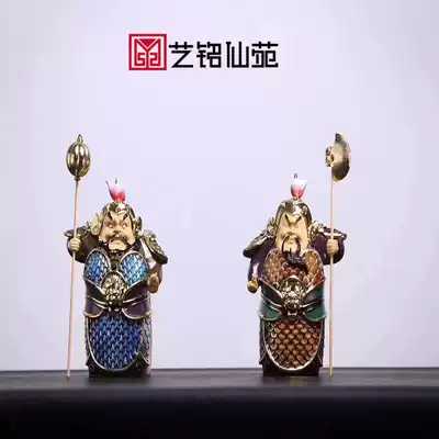 Humha two general Door God ornaments painted boxwood Cartoon creative home feng shui decoration shop housewarming gifts