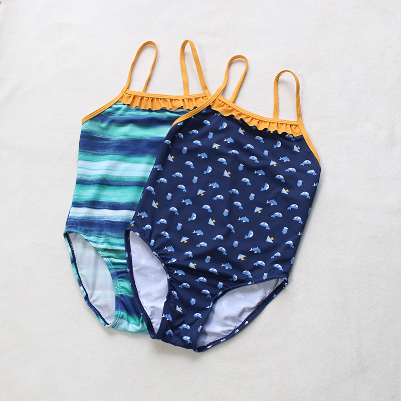 Spring Summer New Pint Girl Swimsuit Harnesses for children Speed Dry Triangle Swimsuit Fashion Cartoon Girl Child Thin