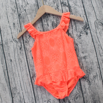 Small discount children hollow hollow one-piece swimsuit fashion lace fluorescent color children cute triangle swimsuit girl