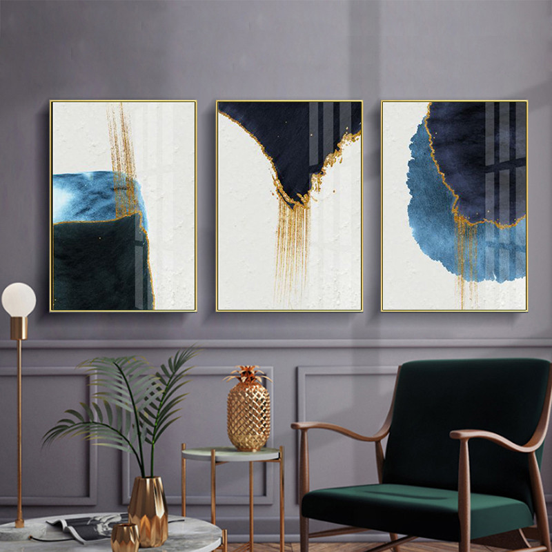 3144 Living Room Decoration Painting Abstract Modern Minimalist Sofa Background Wall Mural Nordic Style Wall Triple Hang Painting