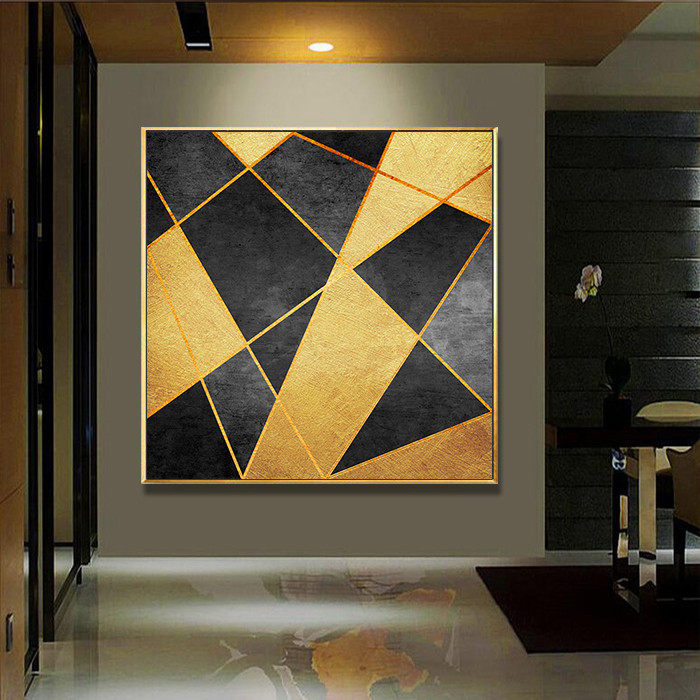 415 Dining room decorative painting Nordic entrance hanging painting Now abstract mural Square living room geometric mural