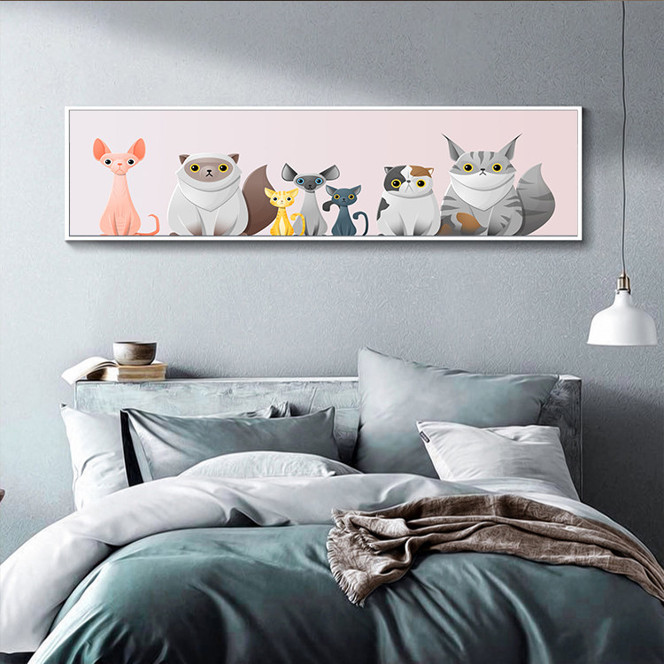 4047 Nordic living room decoration painting restaurant hotel mural modern simple banner wall painting bedroom bedside painting cat dog