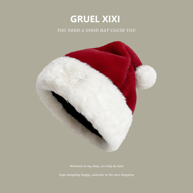 Versatile Trendy Hat for Women, Winter Warm Thick Plush Ear Protection Hat, Santa Hat, Christmas Gift