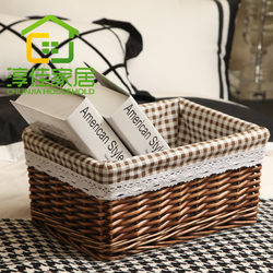 Storage Basket Rattan Storage Basket Bamboo Storage Basket Wicker Storage Box Chunjia Home Desktop Storage Basket