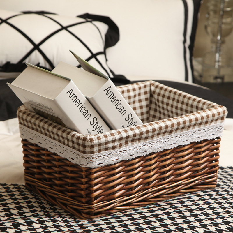 Storage basket rattan storage basket straw braided underwear snack basket bamboo socks storage box wicker desktop key basket