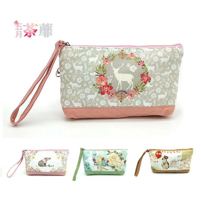 New horizontal version Square Zero Wallet Canvas Little Fresher Art Makeup Bag can fit 6-inch phone bag Miscellaneous Bags