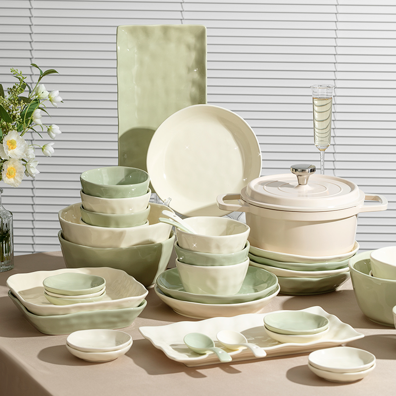 Cream Wind Bowl DISH SUIT HOME 2023 NEW BOWLS CHOPSTICK PLATE BOWLS FURNITURE COMBINATION ADVANCED SENSATION BOWL TRAY CUTLERY SUIT-TAOBAO