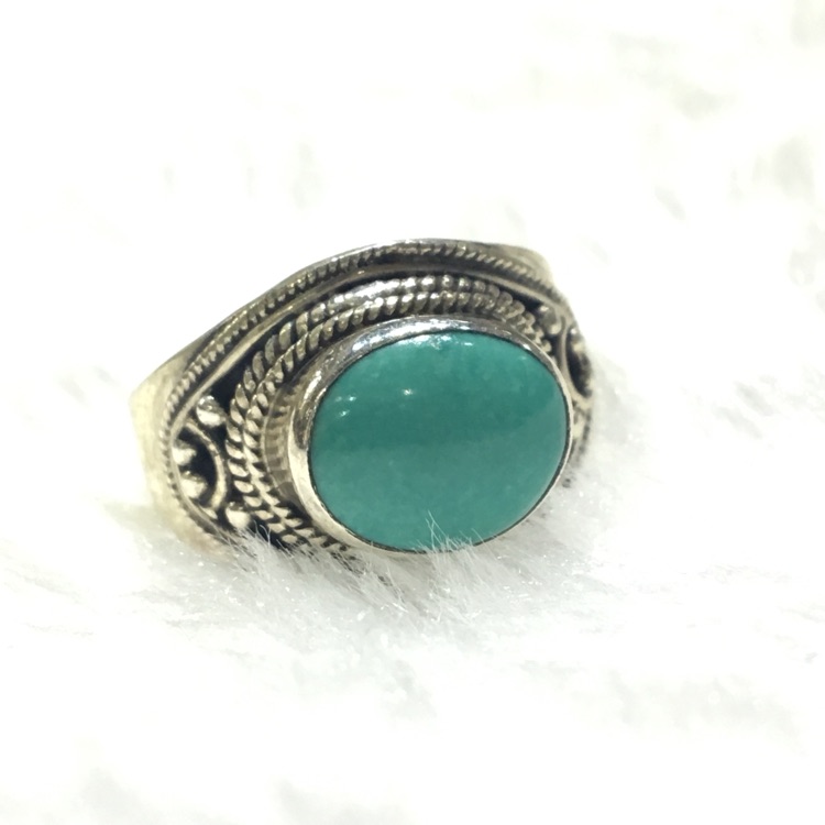 Nepal ornaments 925 pure silver inlaid green pine stone male and female couples ring hide and fashion ring female brief