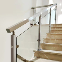 304 Stainless Steel Stair Handrail Tempered Glass Balcony Guardrail Household Minimalist Black Glass Rail Pillar