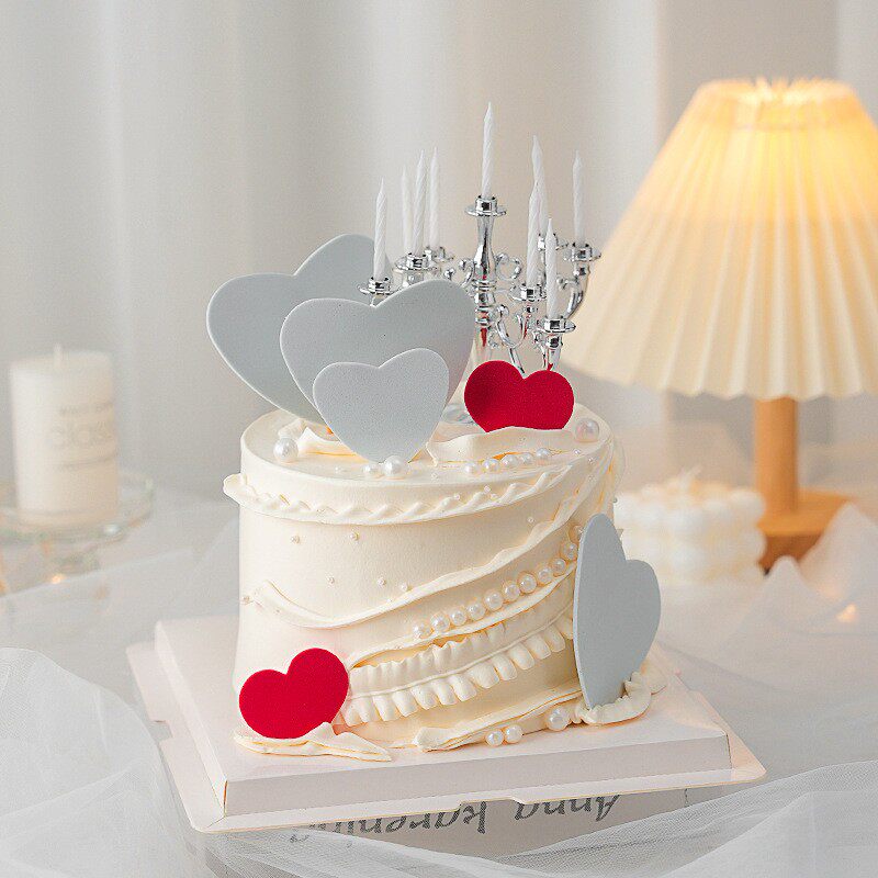 Valentine's Cake Decoration Swing Piece Silver Gilded Candleholder White Love 38 Goddess Festival White 