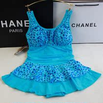 South Korea Junfei Hot Spring Womens skirt one-piece swimsuit belly vest slim swimming suit small chest gathering swimsuit