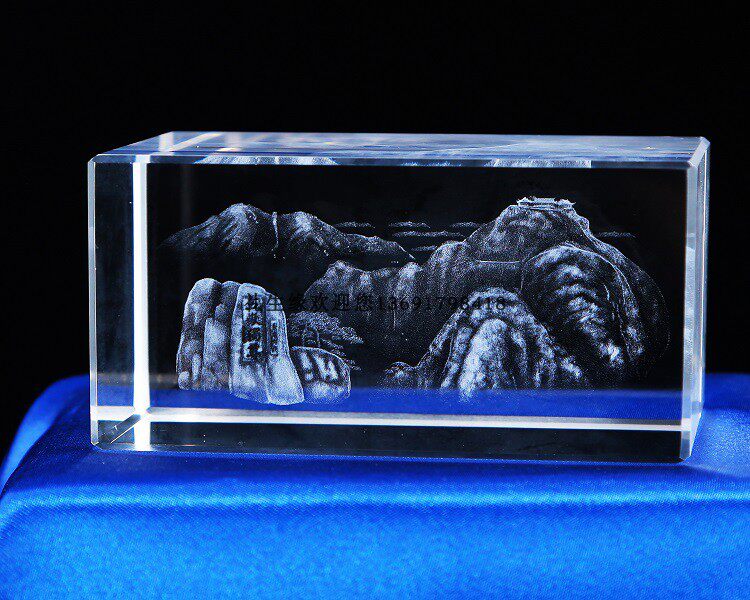 Taishan crystal craft gift decoration 3D three-dimensional carved landscape tourist souvenirs exquisite and beautiful can be customized text