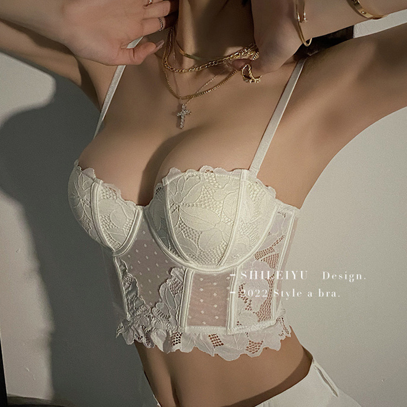 Sleeping Beauty's Tool for Eliminating Male Interference! Sexy Lace Fishbone Bra for Women, Shaping Waist-Cinching Underwear, Small Chest Push-Up Bra
