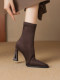 2025 New Style Super Stylish Sock Boots, Elastic Boots, Suede Slim Boots, Pointed Toe High Heels, High Heel Ankle Boots for Women