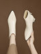 2025 New Autumn and Winter Boots, French-Style Off-White Ultra-Soft Sheepskin Women's Boots, Mid-Heel Ankle Boots, Pointed Toe Chunky Heel Short Boots for Women
