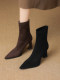 2025 New Style Super Stylish Sock Boots, Elastic Boots, Suede Slim Boots, Pointed Toe High Heels, High Heel Ankle Boots for Women