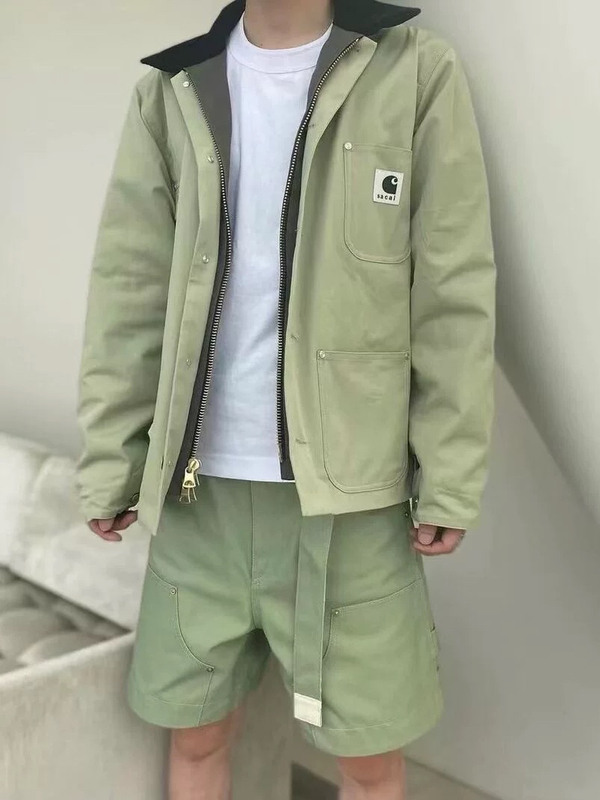 Sacai X Carhartt Duck Shorts Collaboration Workwear Logging Washed Shorts
