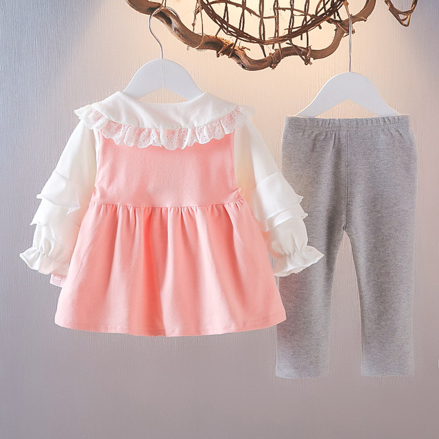 Baby children's clothing 0 female baby spring foreign style suit princess 0-4 years old spring and autumn clothes girls fashionable two-piece set