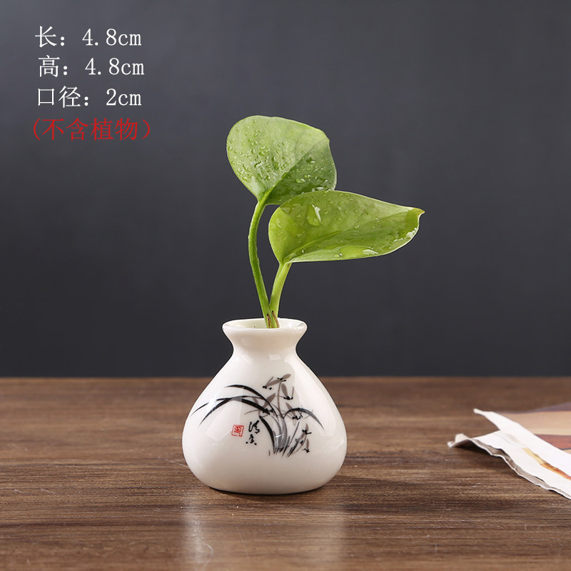 迷你指尖陶瓷小花瓶水培植物插花小花器水培銅錢草袖珍博古架擺件-淘寶