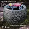 Natural bluestone lotus fish tank Round stone tank Retro carved water tank decorative household garden ornaments Fish tank