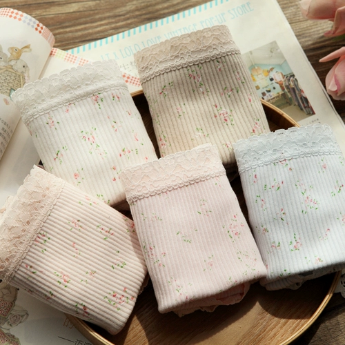 Японское свежее хлопковое нижнее белье, хлопковые осенние белые штаны, цветочный принт, высокая талия, большой размер