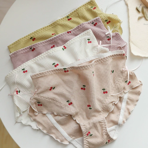 Японские милые хлопковые трусы, средняя посадка, с акцентом на бедрах