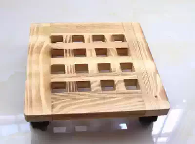Square flowerpot receptacle solid wood base air purifier vertical air conditioner base mobile base tray