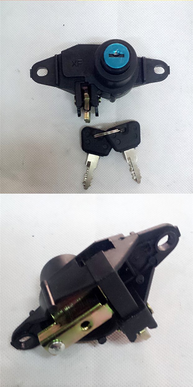 Suzuki màu xanh đỏ vàng và khóa đuôi bạc HS125T màu xanh đỏ vàng Fuxing Superman 150 siêu sao - Xe gắn máy phía sau hộp thùng sau xe máy nhôm