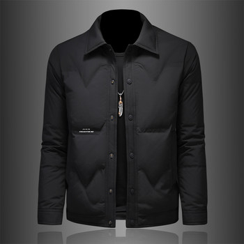 High-end lapel men's down jacket warm white duck down slim fit korean style handsome versatile men's jacket youth solid color