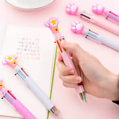 Pink girl heart six-color ballpoint pen unicorn color multifunctional oil Pen Press ball pen hand account pen