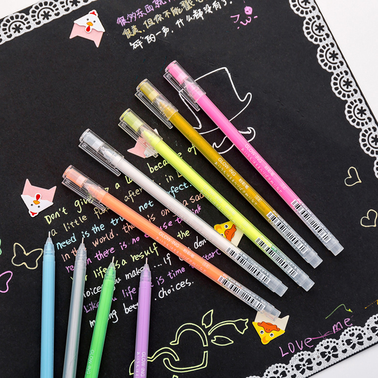 Large Capacity All-in-one High Light Pen 9 Color Watercolor Pen DIY comic book hand account with pen day Ben black cardboard graffiti pen