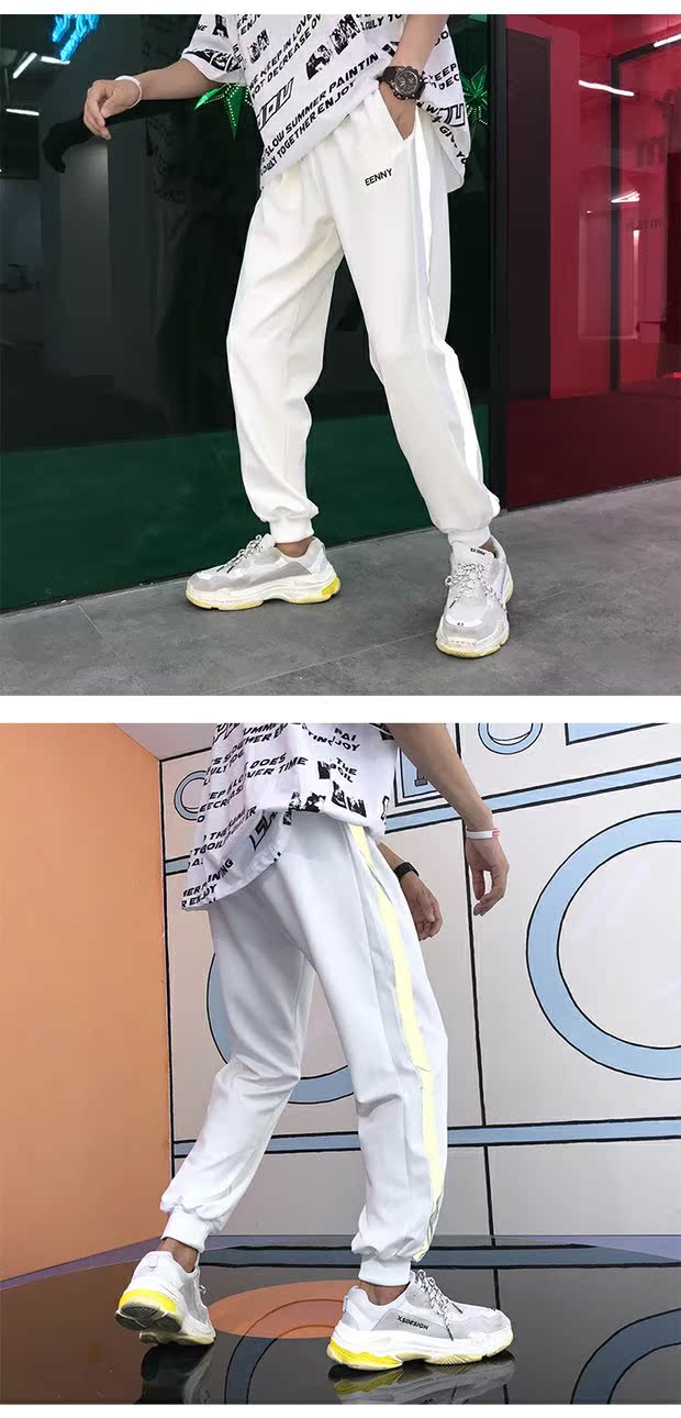 Quần siêu cháy quần nam và nữ hiphop lỏng chân dầm quần đôi thủy triều quốc gia phản chiếu quần Harlan thể thao giản dị quần dài nam