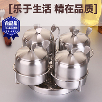 Thick household 304 stainless steel seasoning jar seasoning bottle seasoning box salt jar rotary four-piece kitchen supplies